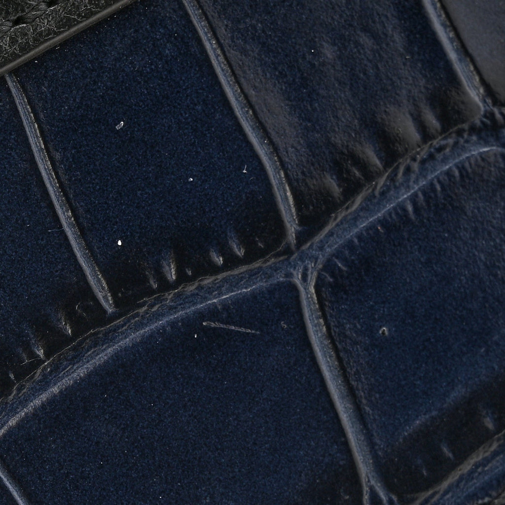 Calfskin Crocodile Embossed Small Aby Lock Full Blue
