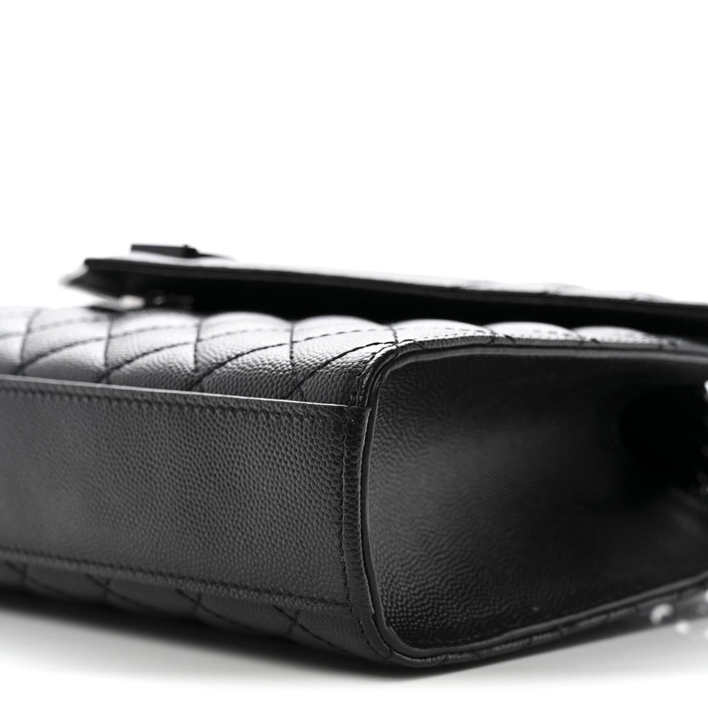 Grain De Poudre Textured Mixed Matelasse Triquilt Medium Monogram Monochrome Satchel Black