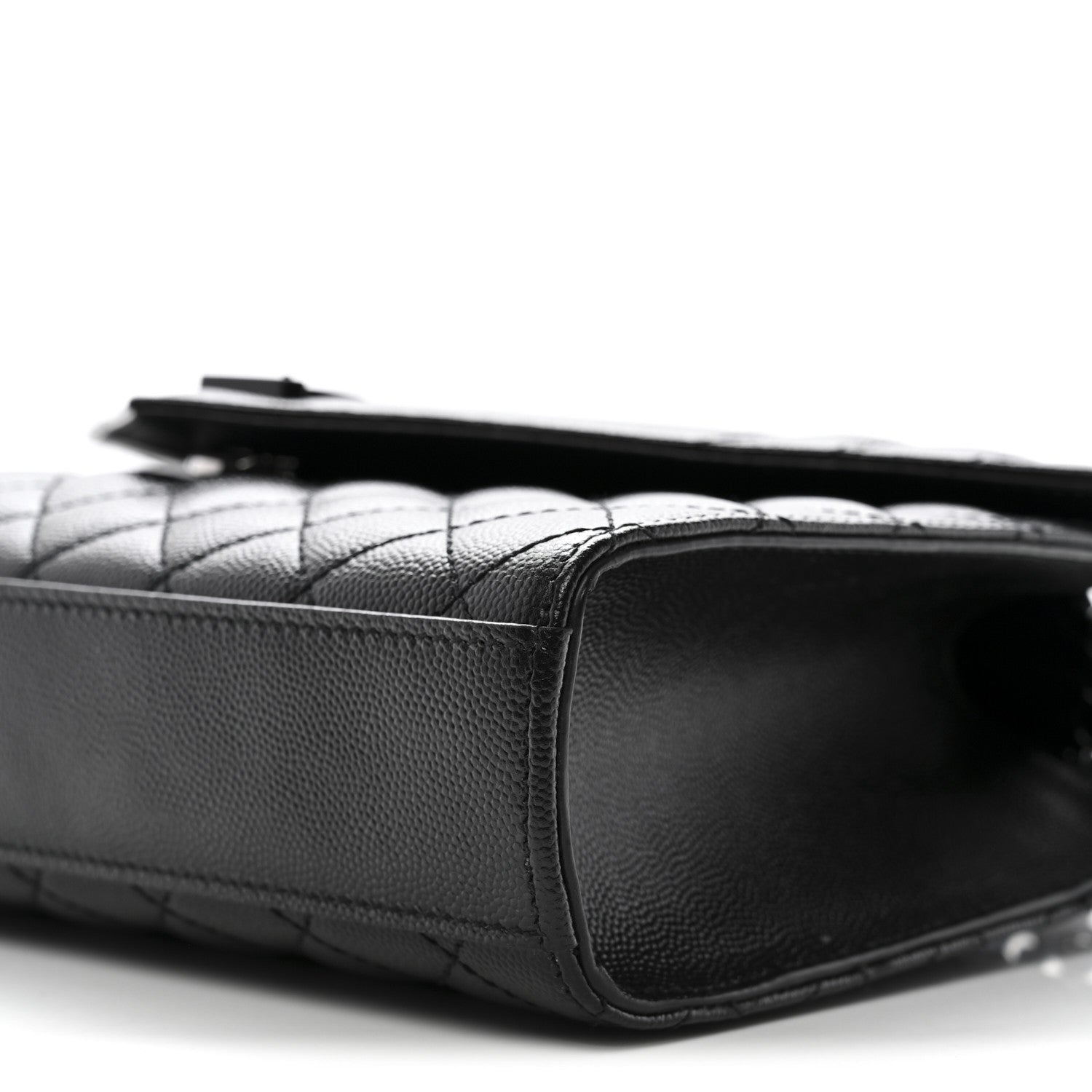 Grain De Poudre Textured Mixed Matelasse Triquilt Medium Monogram Monochrome Satchel Black