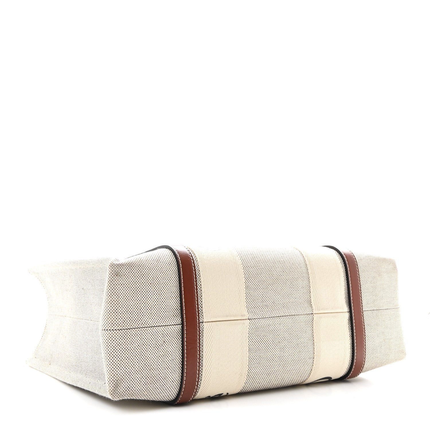 Cotton Calfskin Medium Woody Ribbon Tote White Brown
