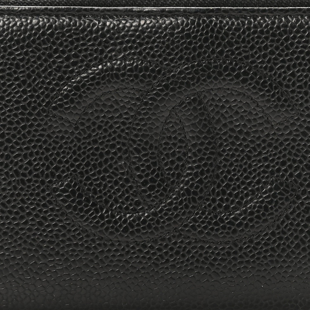 Caviar CC Timeless Large Zip Around Wallet Black