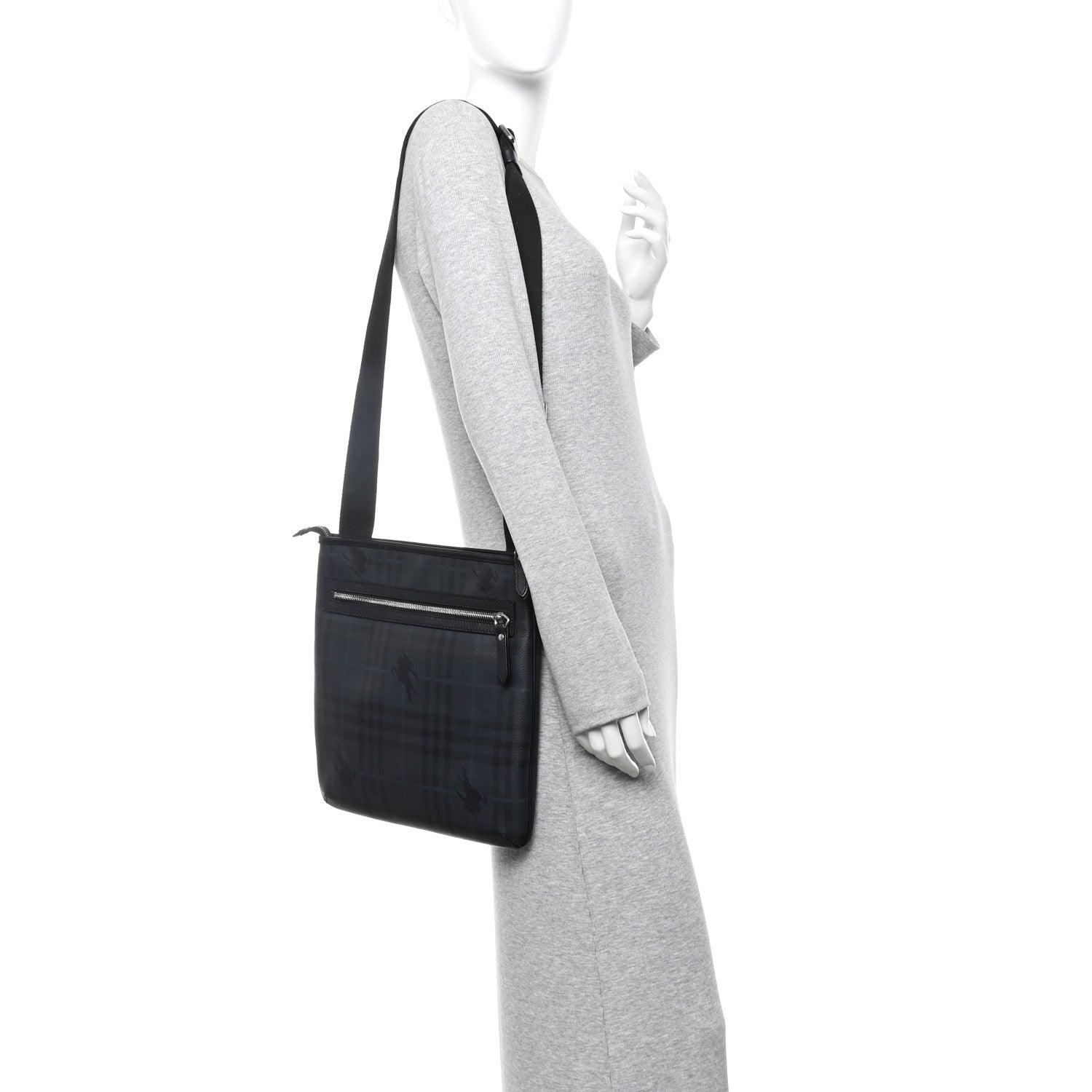 Haymarket Check Crossbody Messenger Bag Black