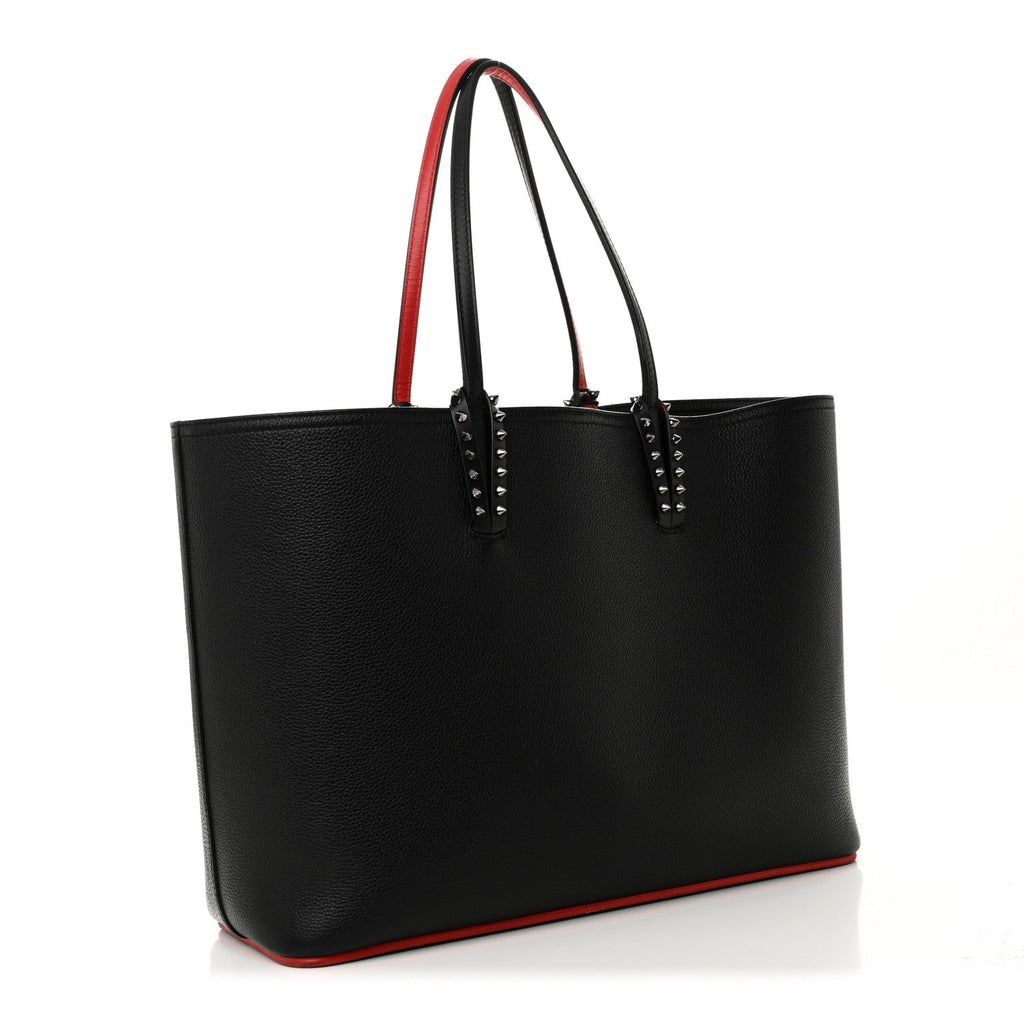 Calfskin Empire Spikes Large East West Cabata Tote Black