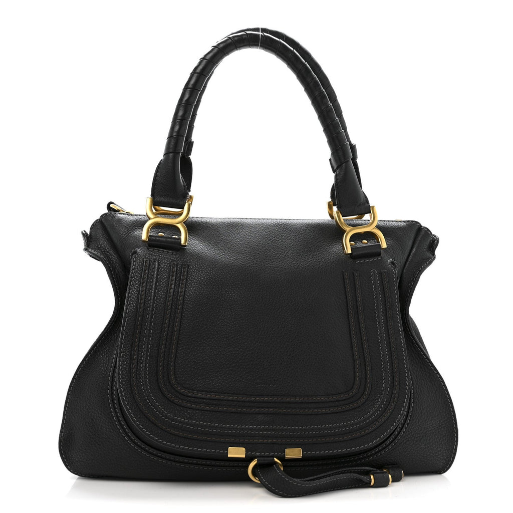 Calfskin Medium Marcie Satchel Black