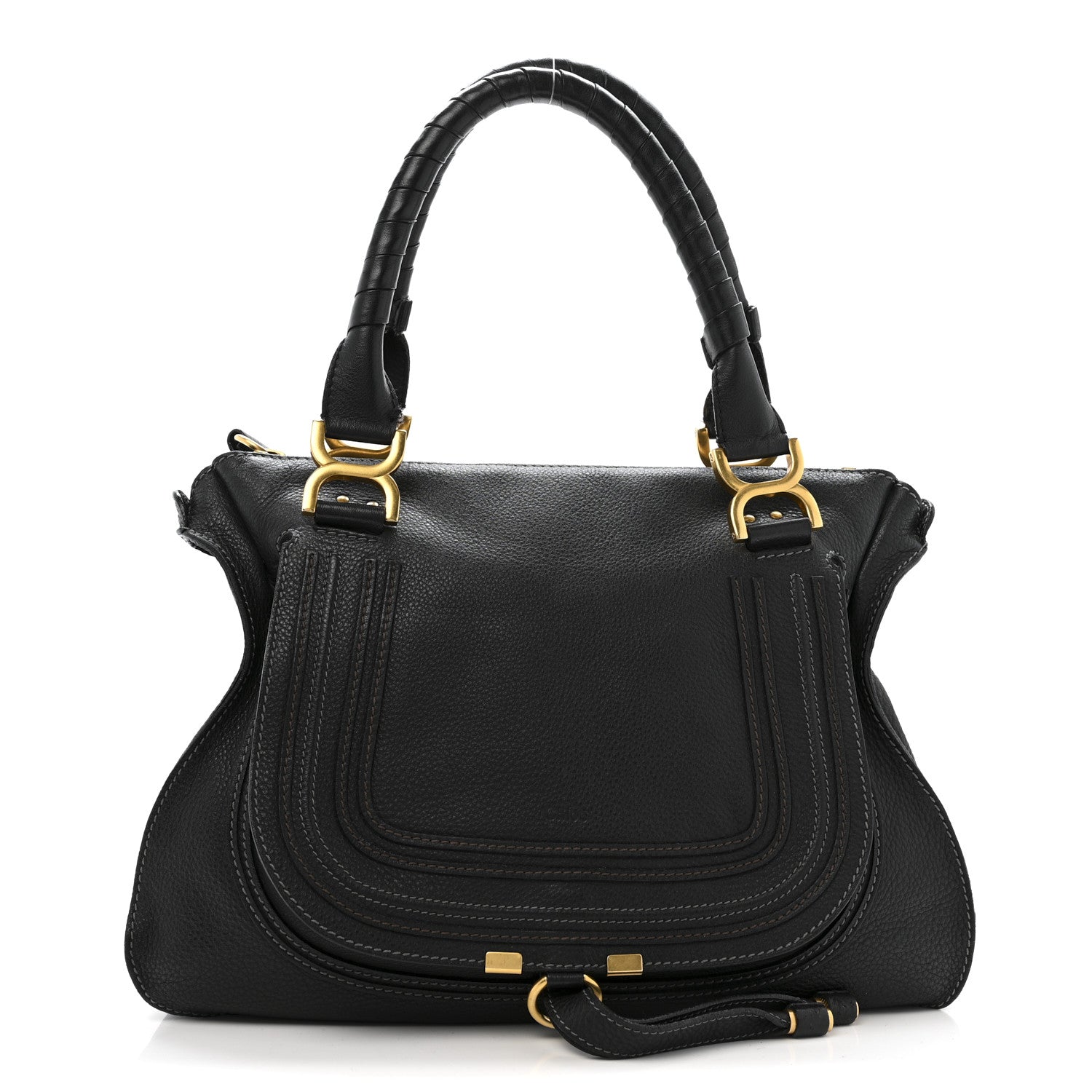 Calfskin Medium Marcie Satchel Black