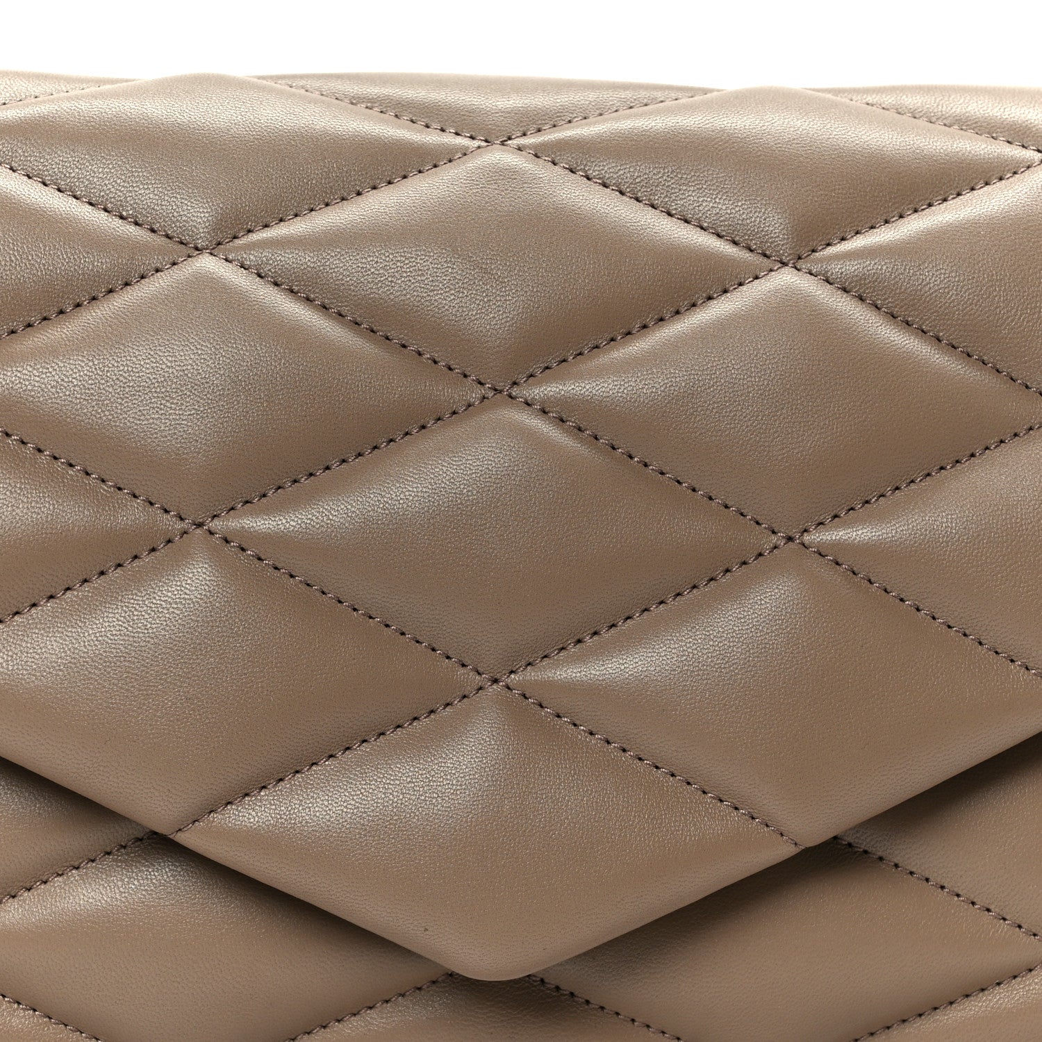 Lambskin Quilted Sade Puffer Envelope Clutch  Taupe