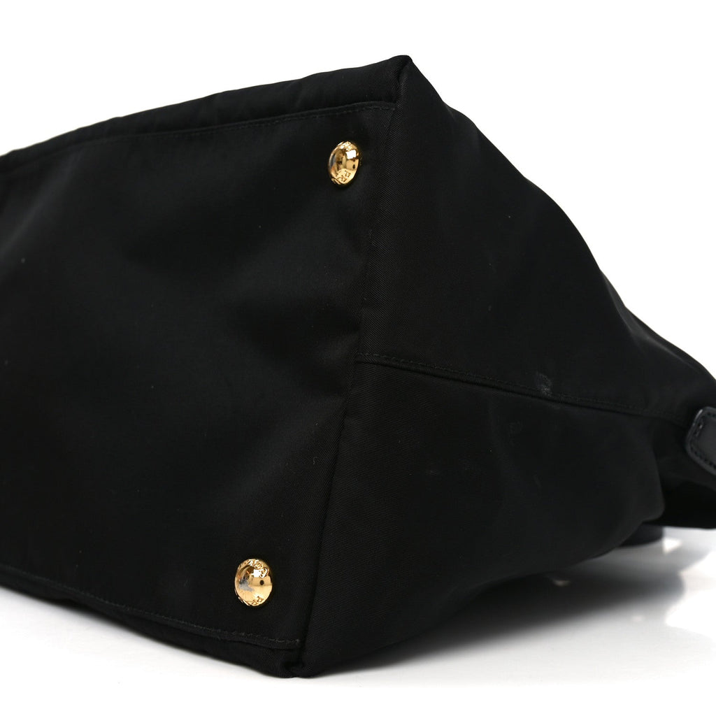 Tessuto Nylon Saffiano Shopping Tote Black