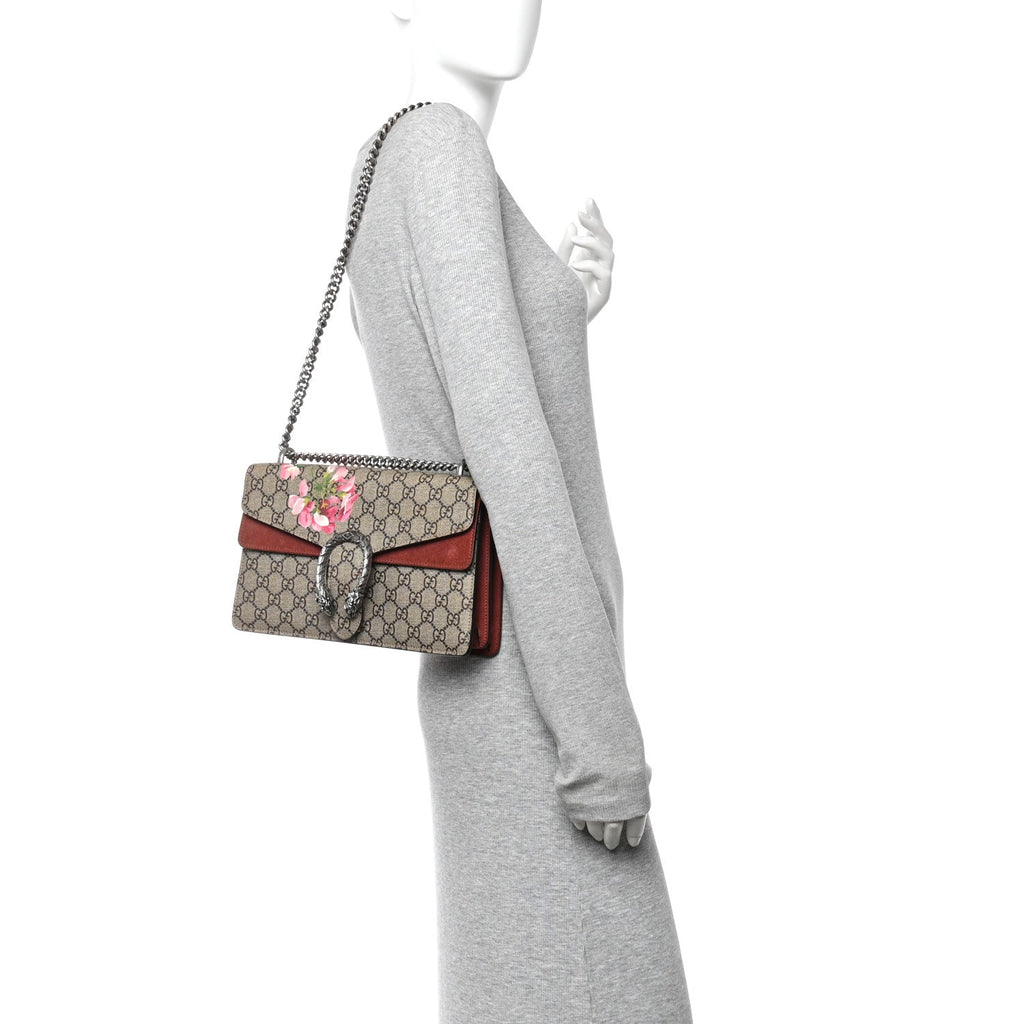 GG Supreme Monogram Blooms Small Dionysus Shoulder Bag Beige Multicolor Dry Rose