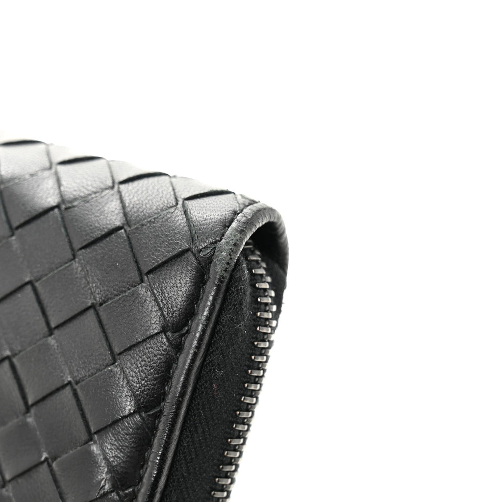 Nappa Intrecciato Zip Around Wallet Black