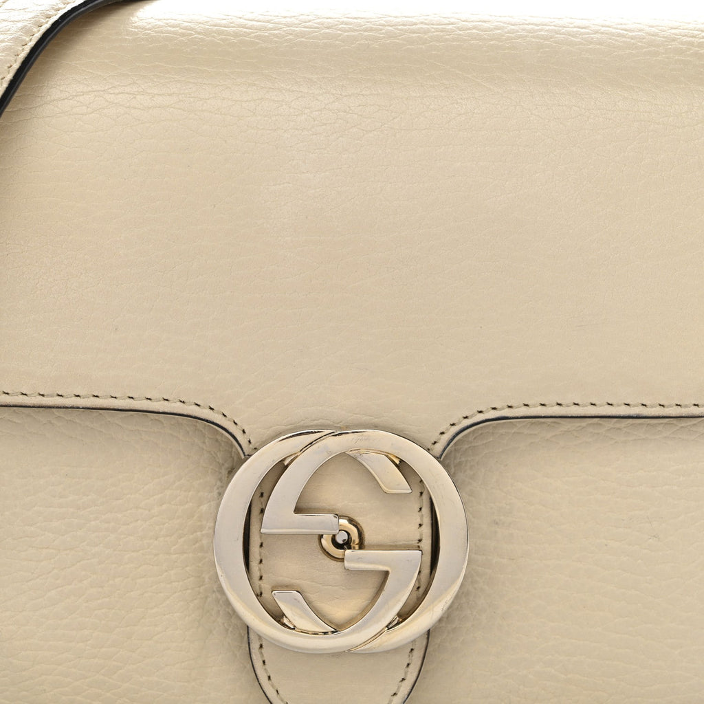 Dollar Calfskin Interlocking G Crossbody Bag Mystic White
