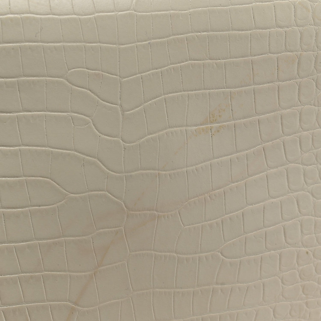 Calfskin Crocodile Embossed Uptown Monogram Pouch Crema Soft