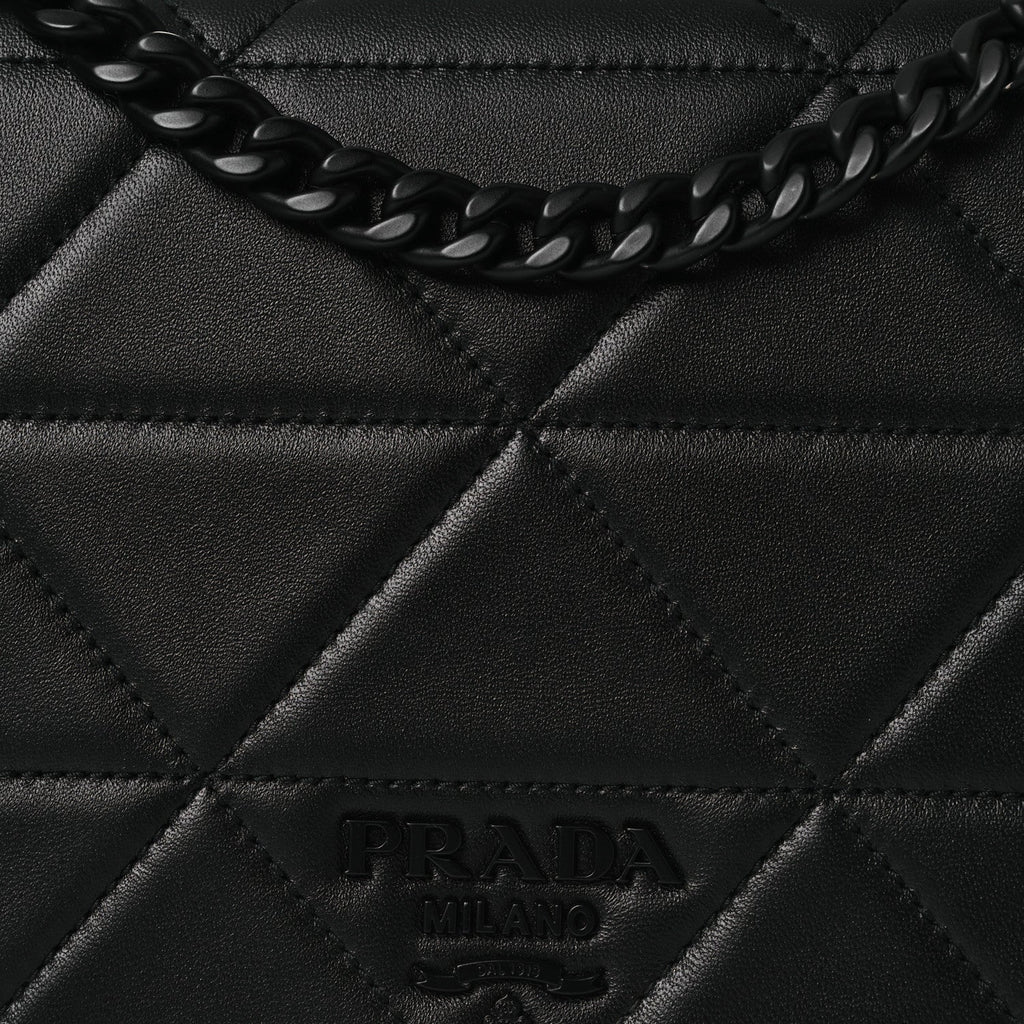 Nappa Triangle Stitched Spectrum Shoulder Bag Black