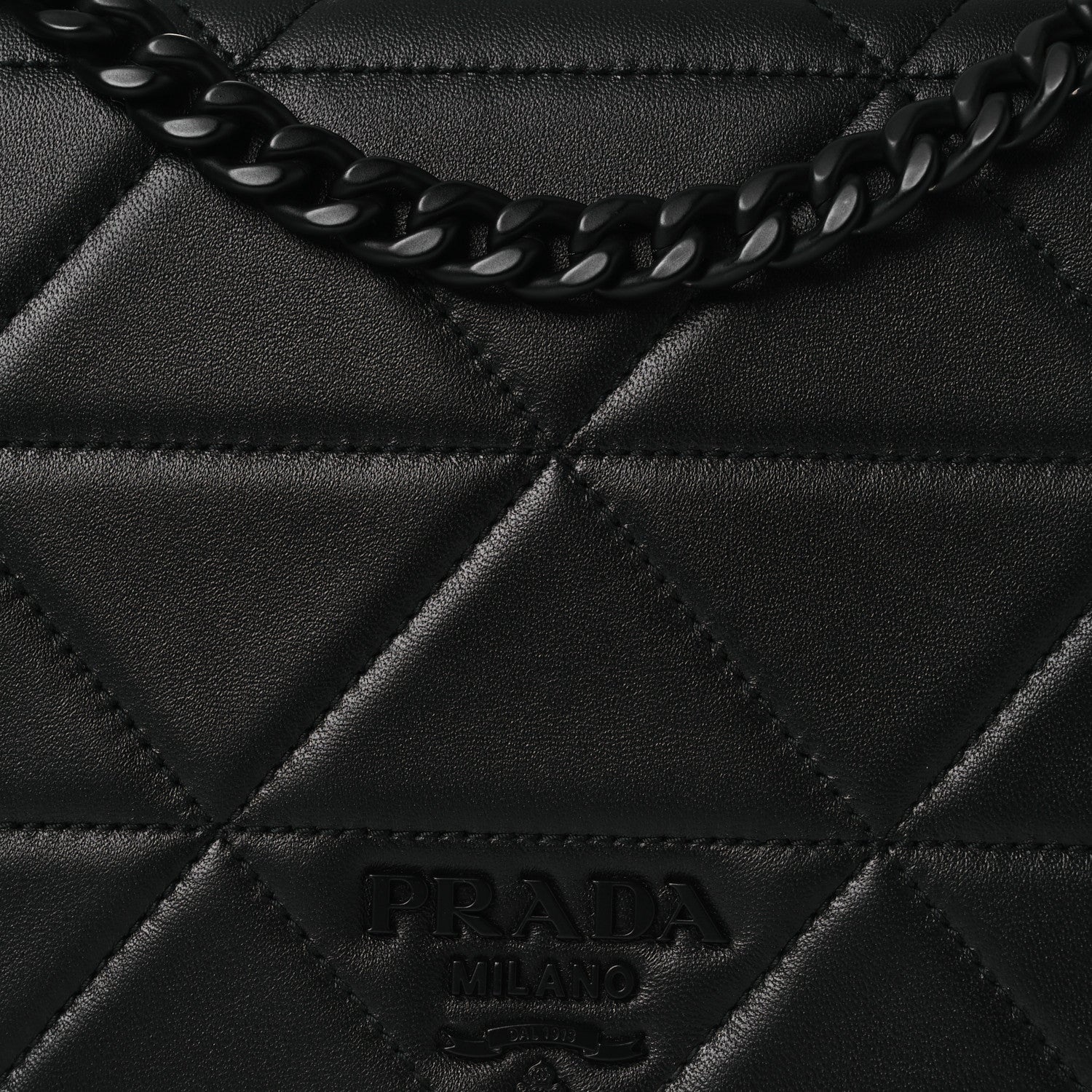 Nappa Triangle Stitched Spectrum Shoulder Bag Black