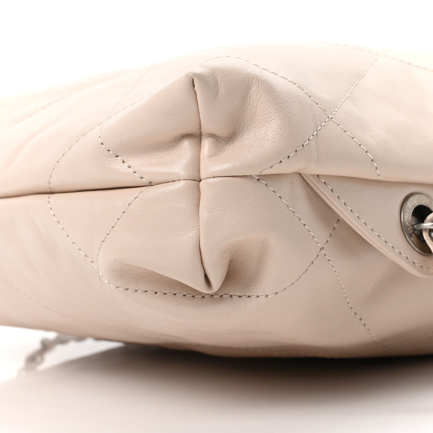 Shiny Calfskin Quilted Chanel 22 Backpack Beige