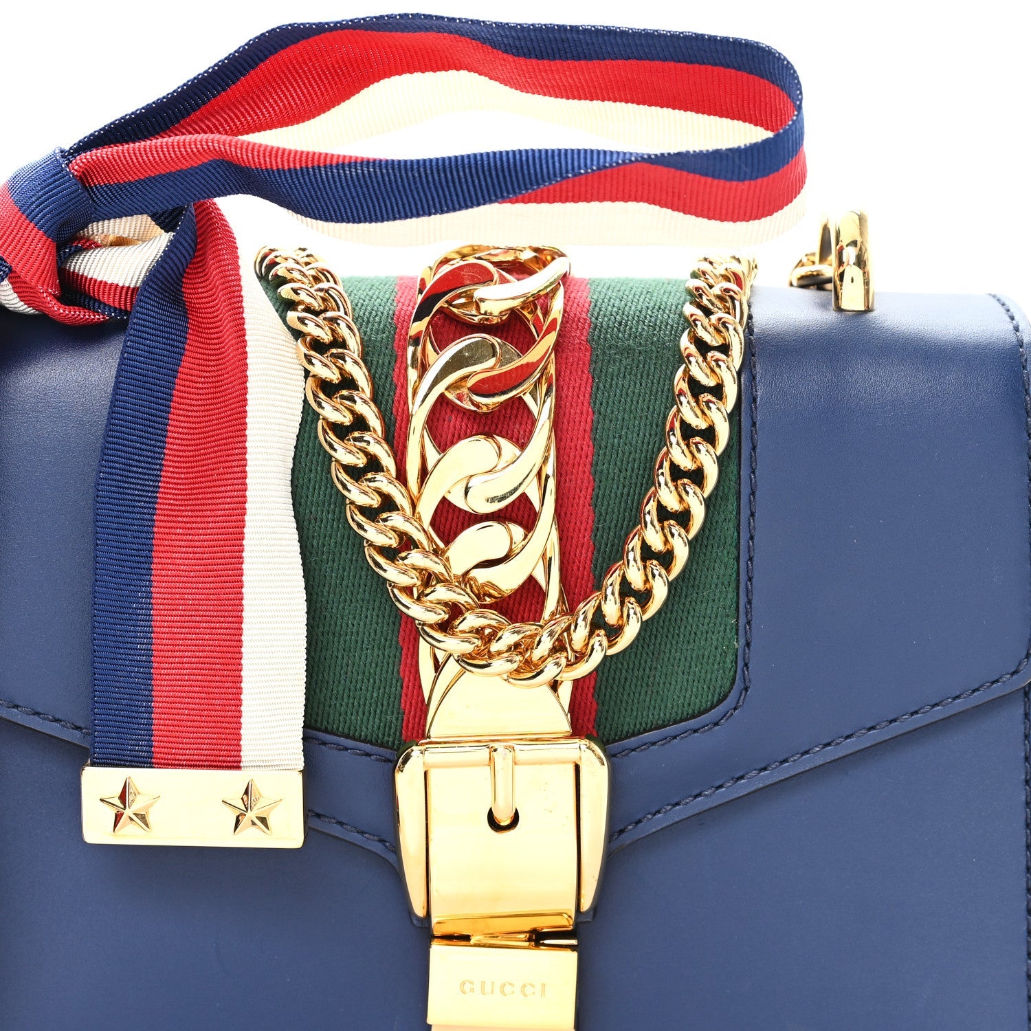 Calfskin Mini Sylvie Chain Shoulder Bag Blue Agata