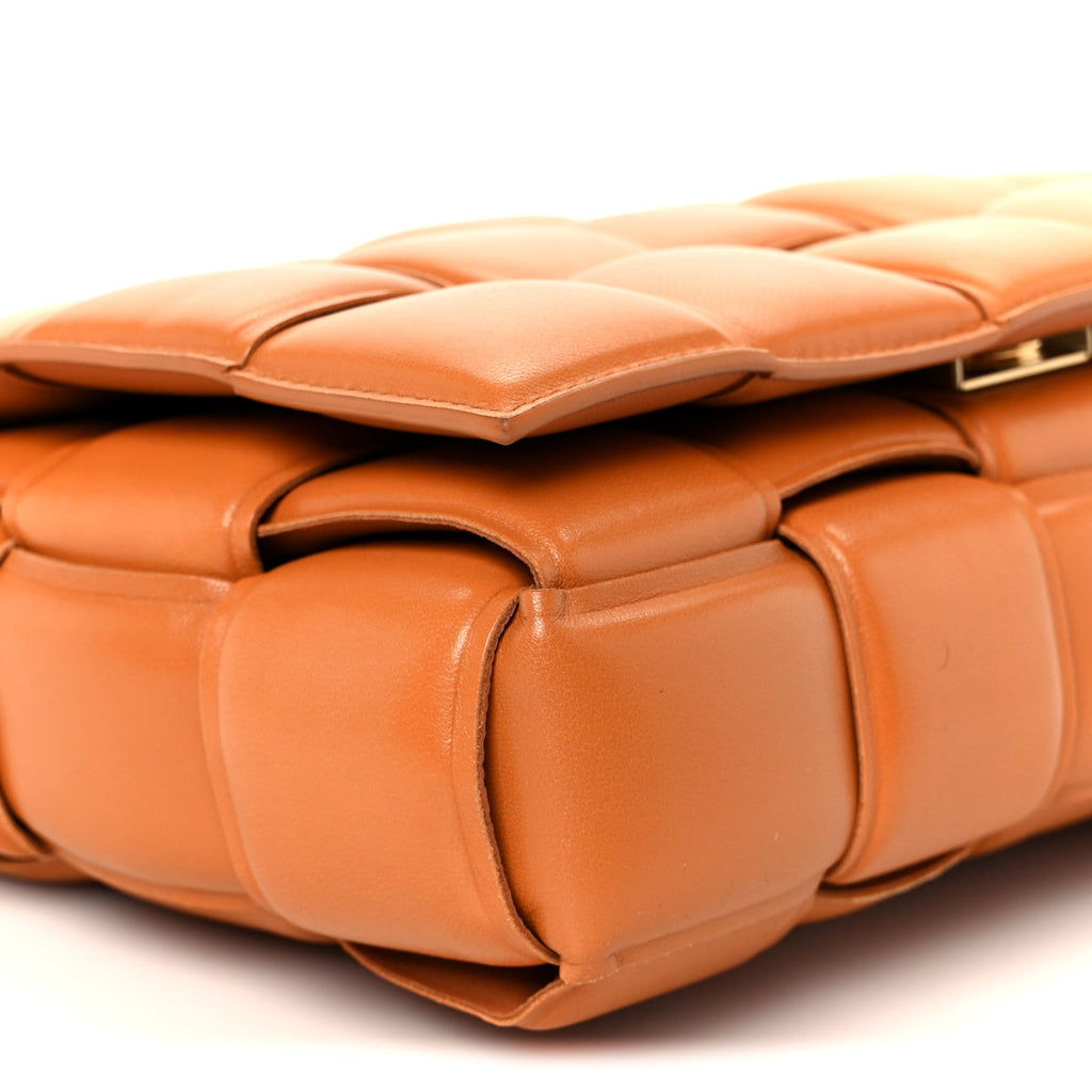 Lambskin Maxi Intreccio Padded Chain Cassette Crossbody Bag Clay