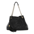 Pebbled Calfskin Medium Soho Chain Shoulder Bag Black