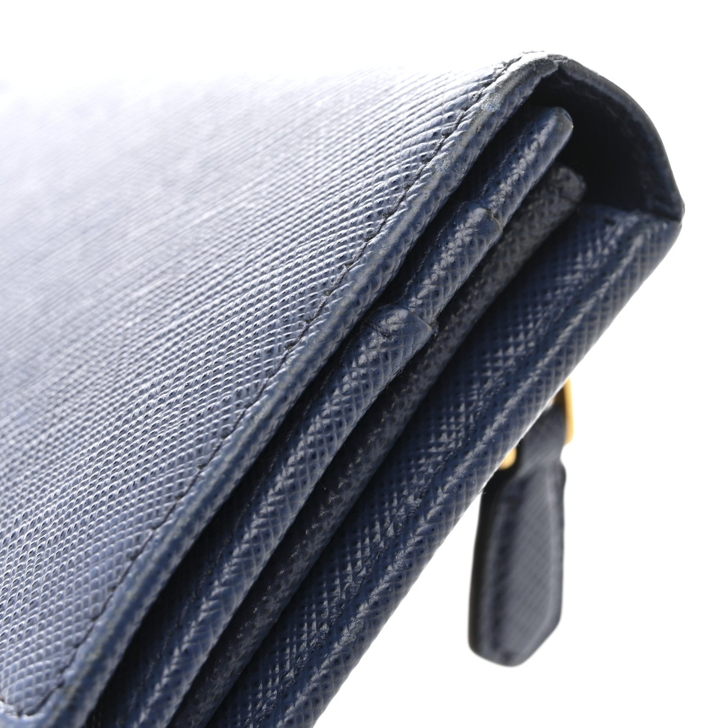 Saffiano Metal Bar Continental Flap Wallet Bluette