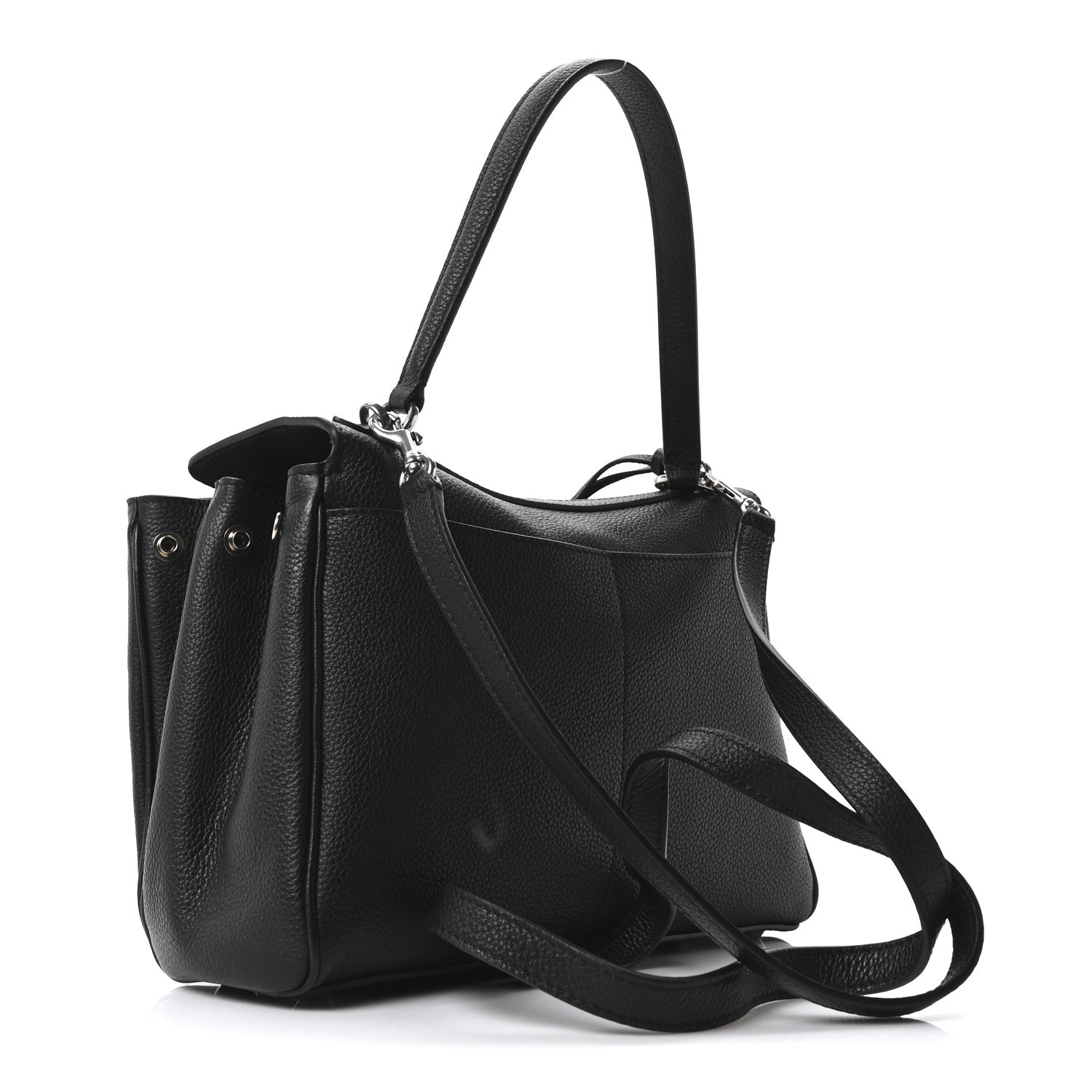 Grained Calfskin Small Rodeo Top Handle Handbag Black