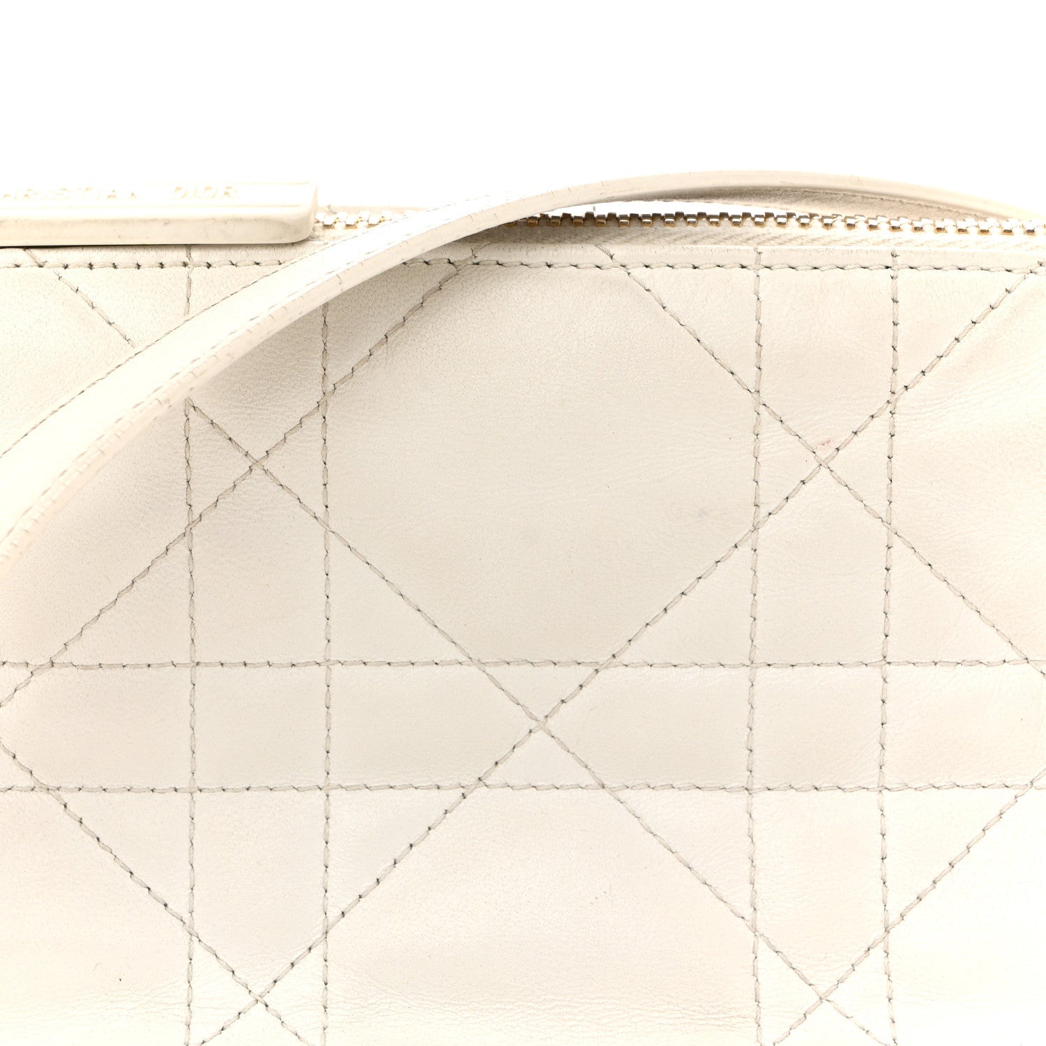 Lambskin Cannage Small Dior Vibe Hobo Bag White