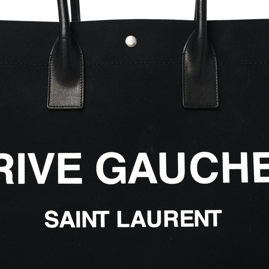 Linen Calfskin Rive Gauche Tote Black