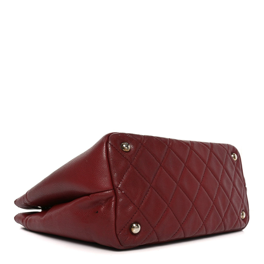 Caviar Quilted Large Timeless CC Soft Tote Dark Red