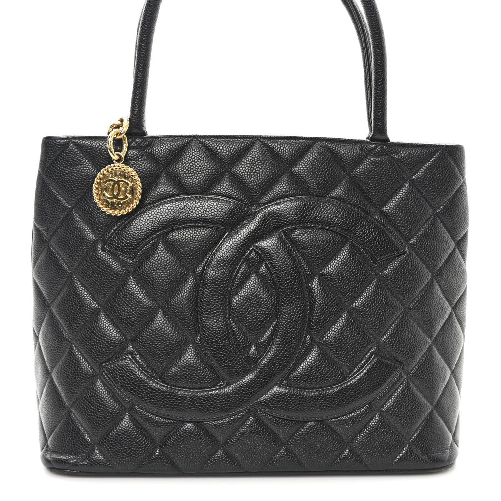 Caviar Quilted Medallion Tote Black