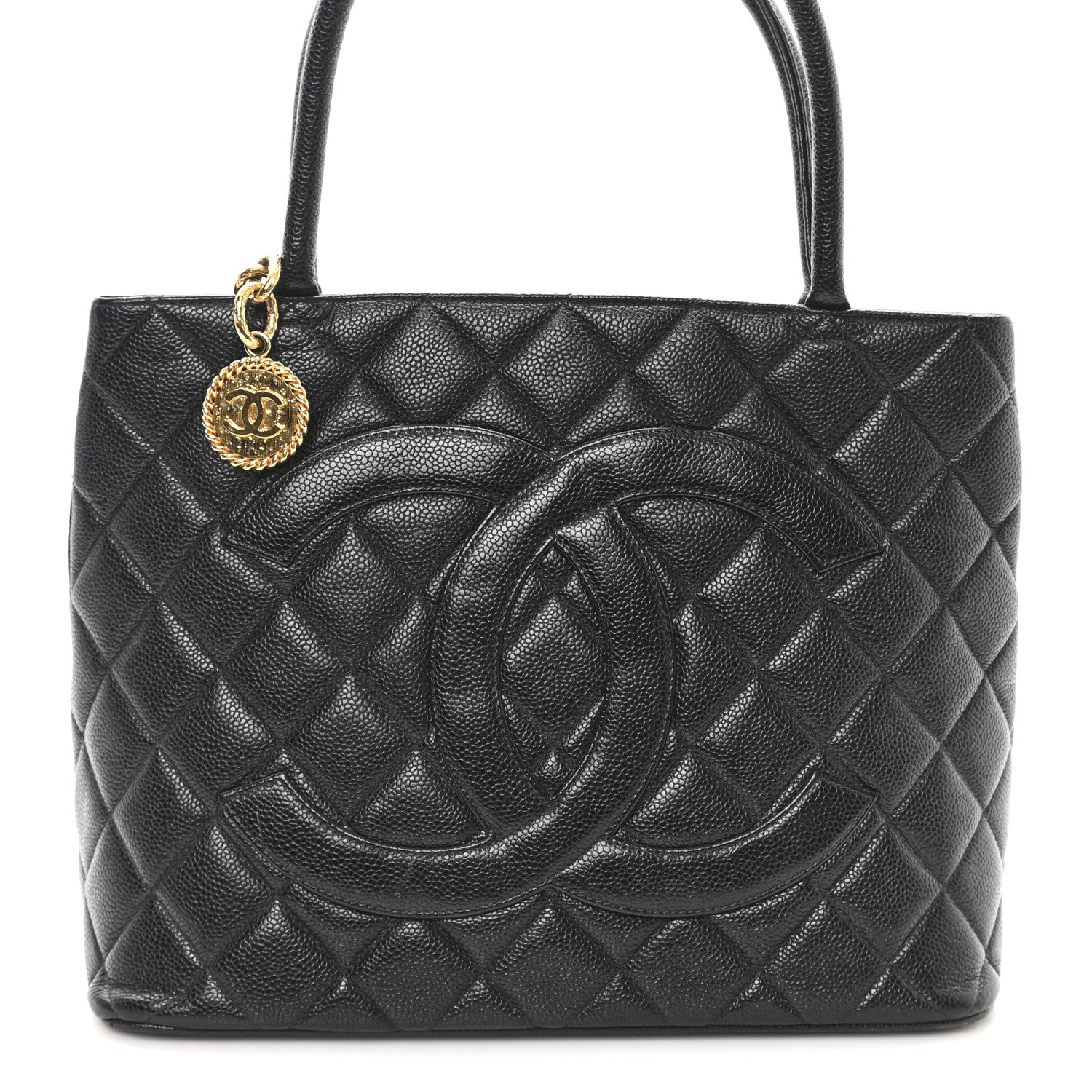 Caviar Quilted Medallion Tote Black
