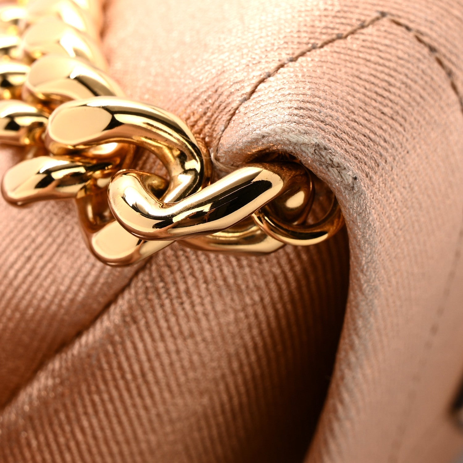 Coated Metallic Denim Mini Label Chain Shoulder Bag Iced Nude