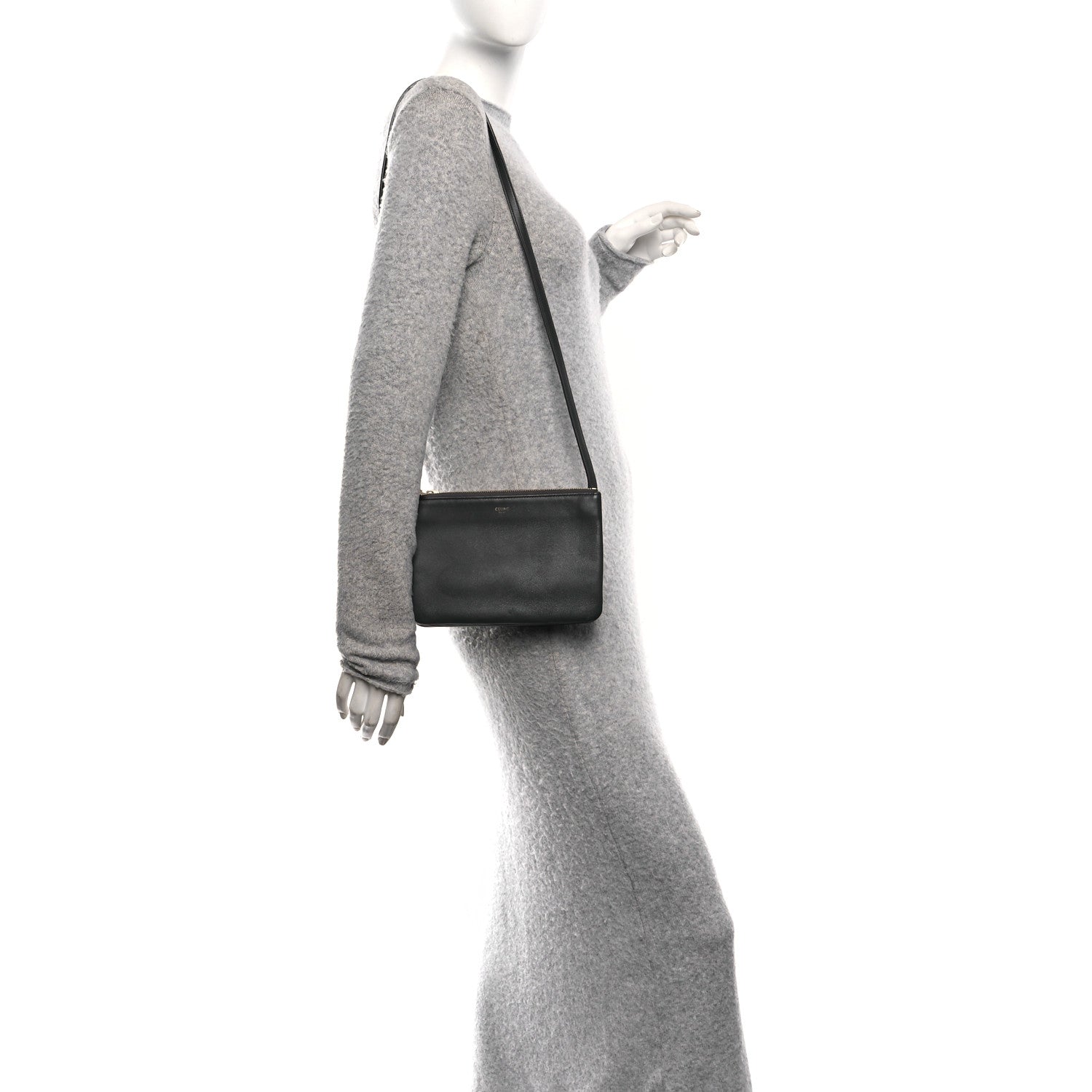 Lambskin Small Trio Crossbody Bag Medium Grey