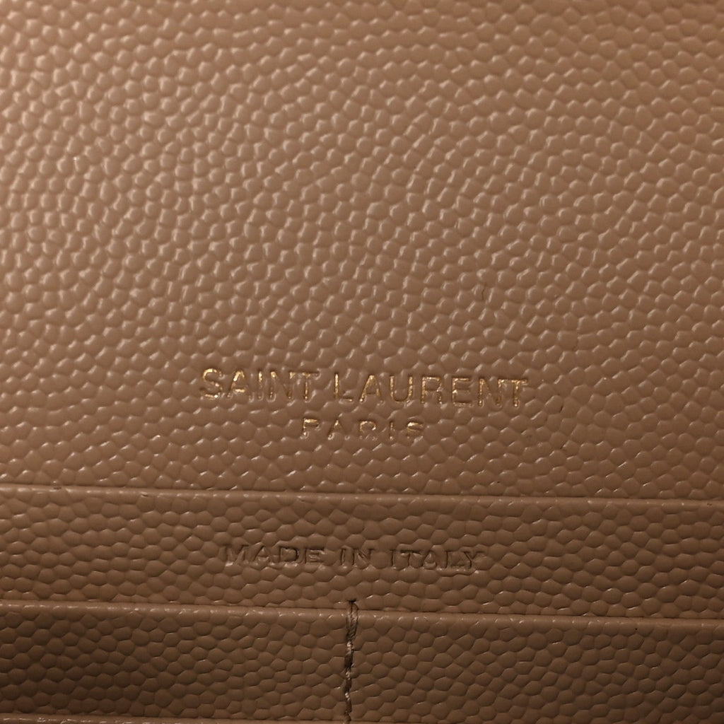 Grain De Poudre Matelasse Chevron Monogram Envelope Chain Wallet Dark Beige