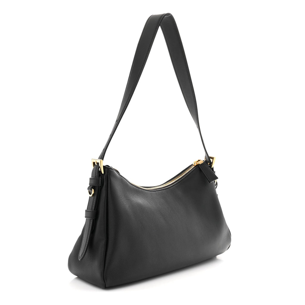 Soft Calfskin Medium Aimee Shoulder Bag Black