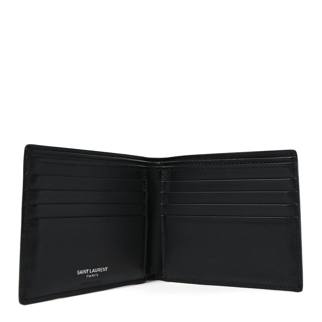 Matte Calfskin Tiny Cassandre East West Wallet Black