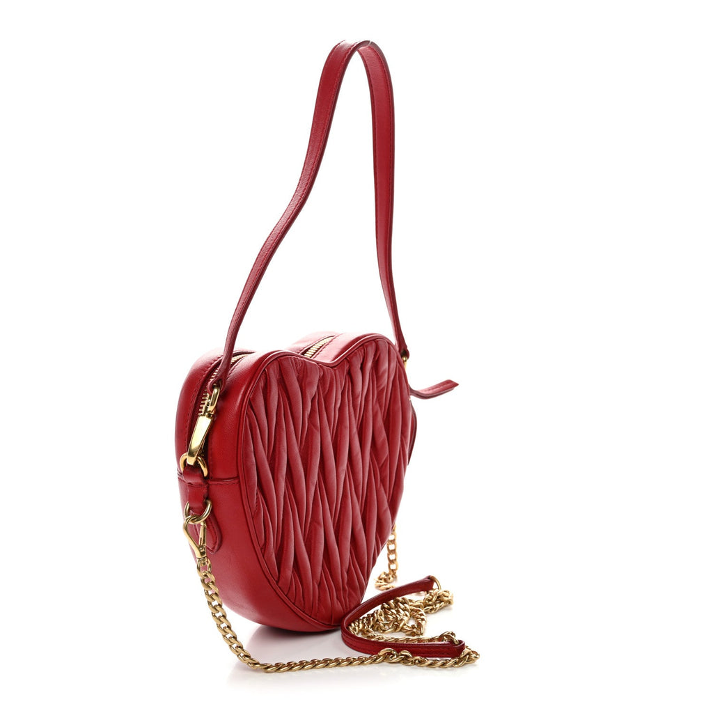 Nappa Matelasse Heart Shoulder Bag Fuoco