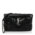 Lambskin Quilted Small Loulou Puffer Monogram Chain Satchel Black