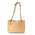 Lambskin Quilted Shopping Tote Beige