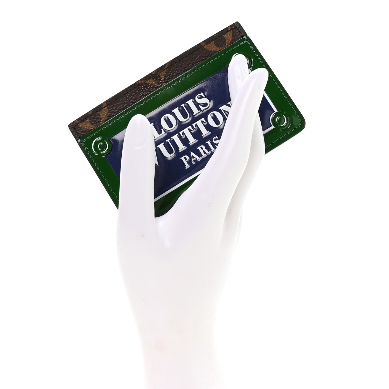 Monogram Calfskin Simple  Holder Blue Green