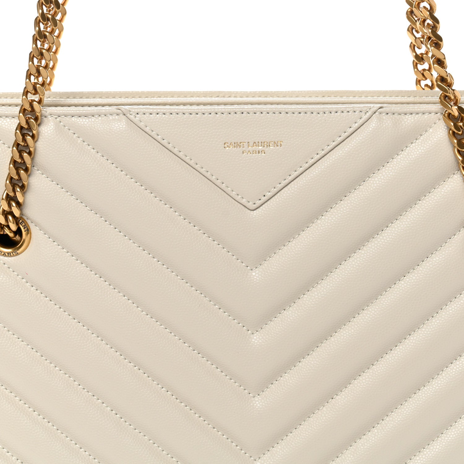 Grain de Poudre Matelasse Chevron Medium Tribeca Shopping Bag Crema Soft
