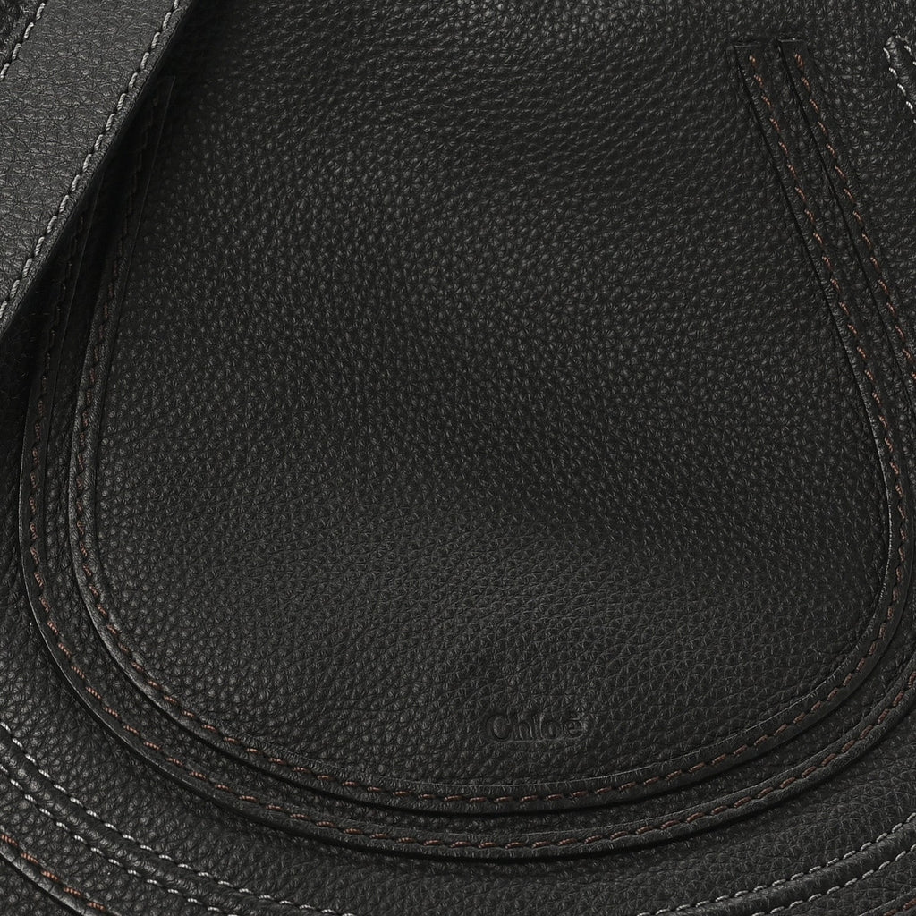 Grained Calfskin Medium Marcie Saddle Bag Black