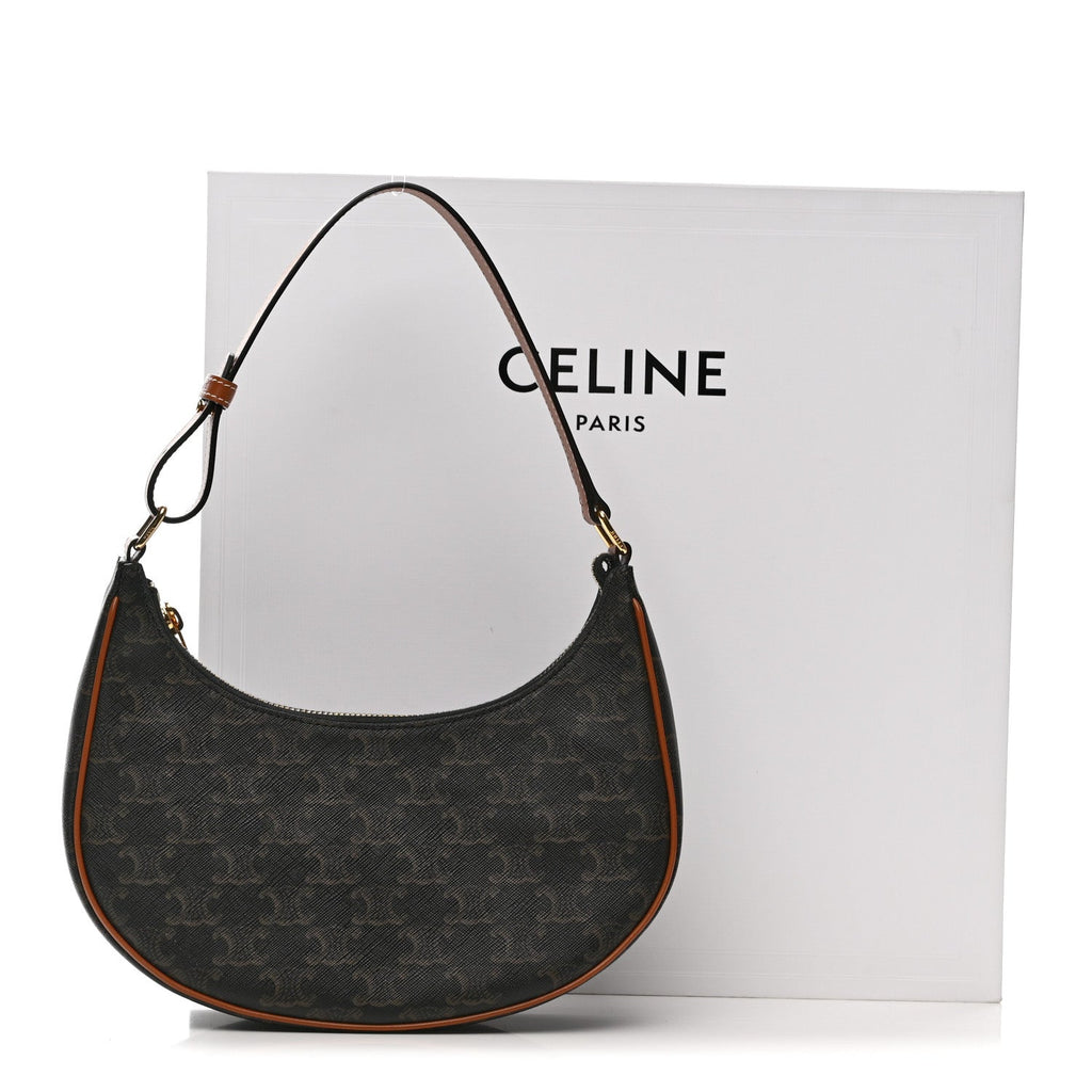 Triomphe Canvas Calfskin Ava Shoulder Bag Tan