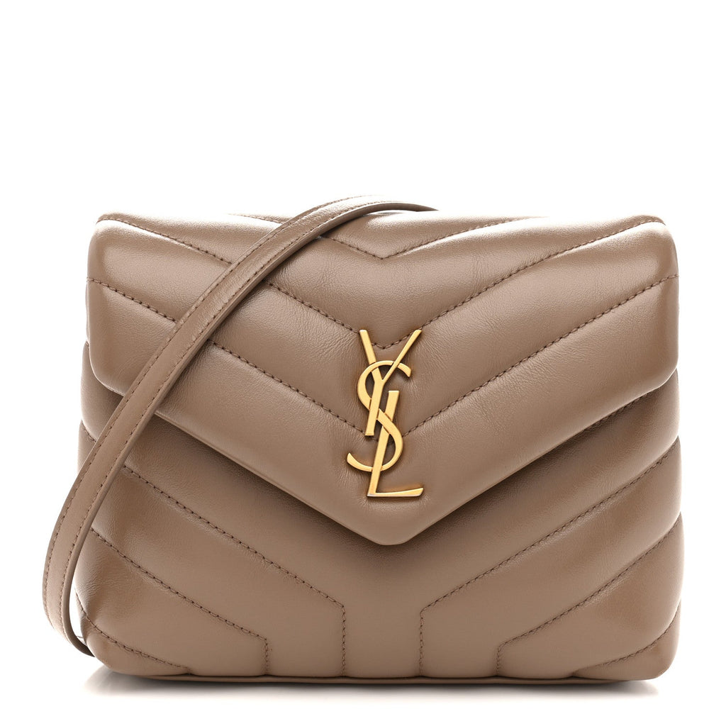 Calfskin Y Quilted Monogram Toy Loulou Crossbody Bag Taupe