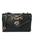 Vitello Palmellato Lux Crystal Medium Rajah Shoulder Bag Black