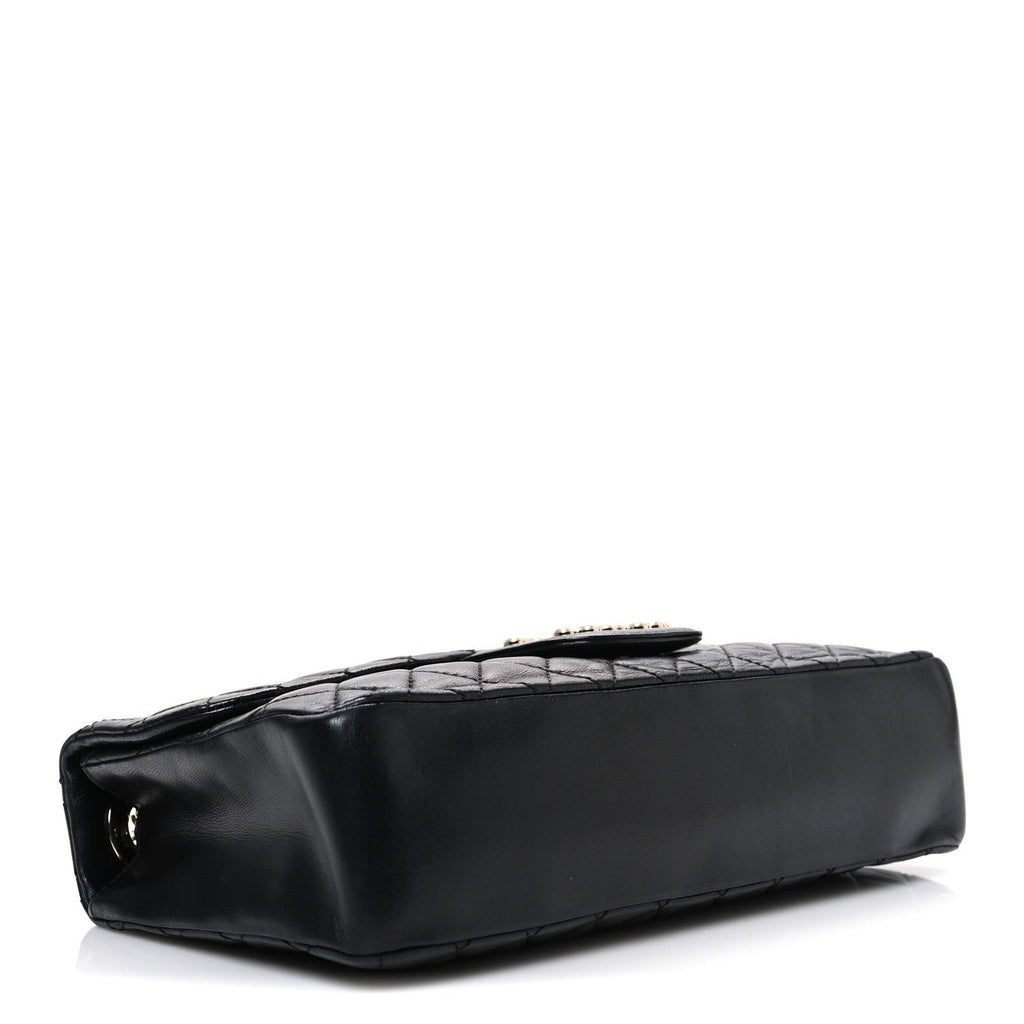 Lambskin Medium Westminster Pearl Flap Black