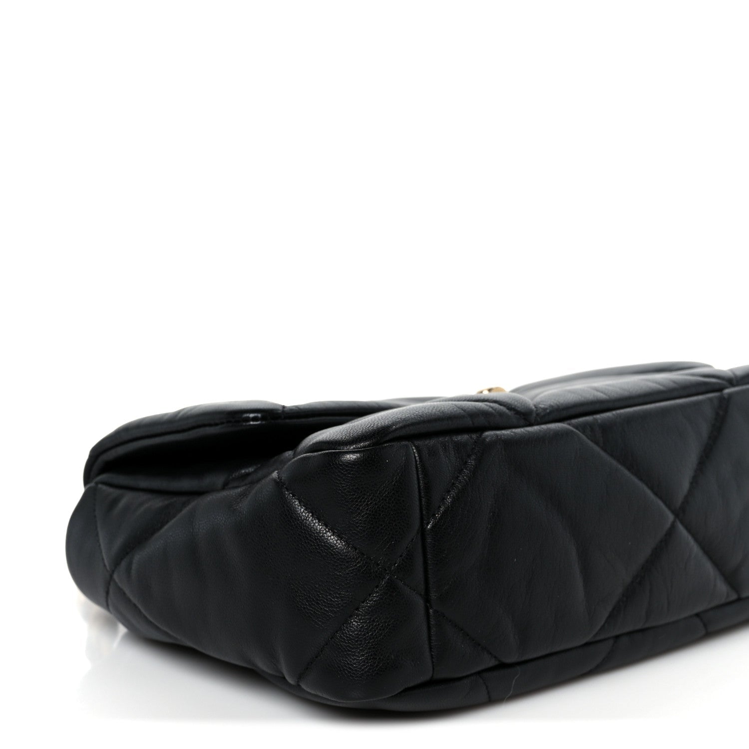 Shiny Goatskin Quilted Medium Chanel 19 Flap Black