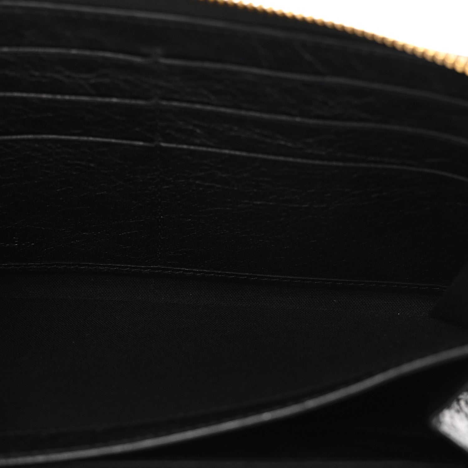 Agneau Classic Gold Hardware Continental Zip Around Wallet Black