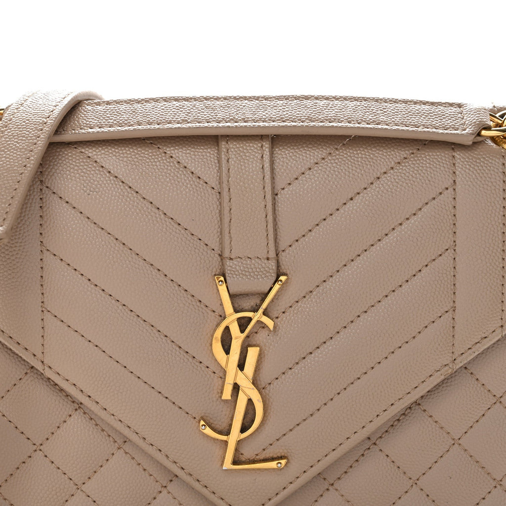 Grain De Poudre Textured Mixed Matelasse Medium Triquilt Monogram Satchel Dark Beige