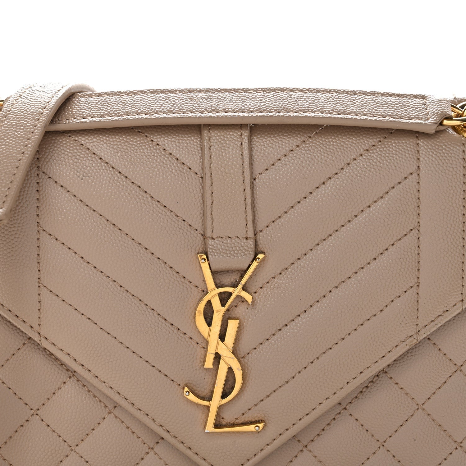 Grain De Poudre Textured Mixed Matelasse Medium Triquilt Monogram Satchel Dark Beige