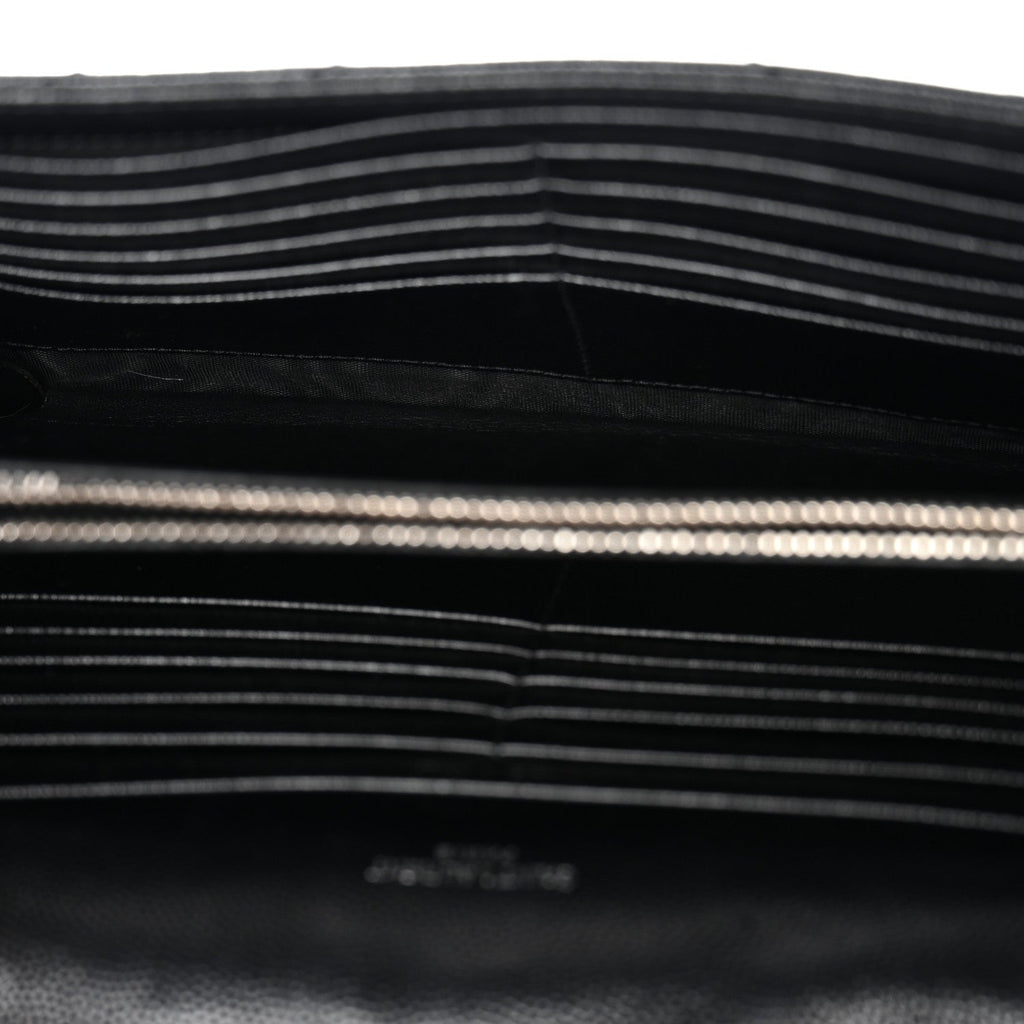 Grain De Poudre Matelasse Chevron Monogram Chain Wallet Black
