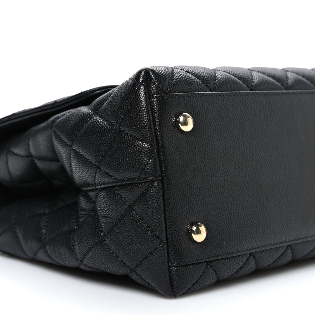 Caviar Quilted Small Coco Handle Flap Black