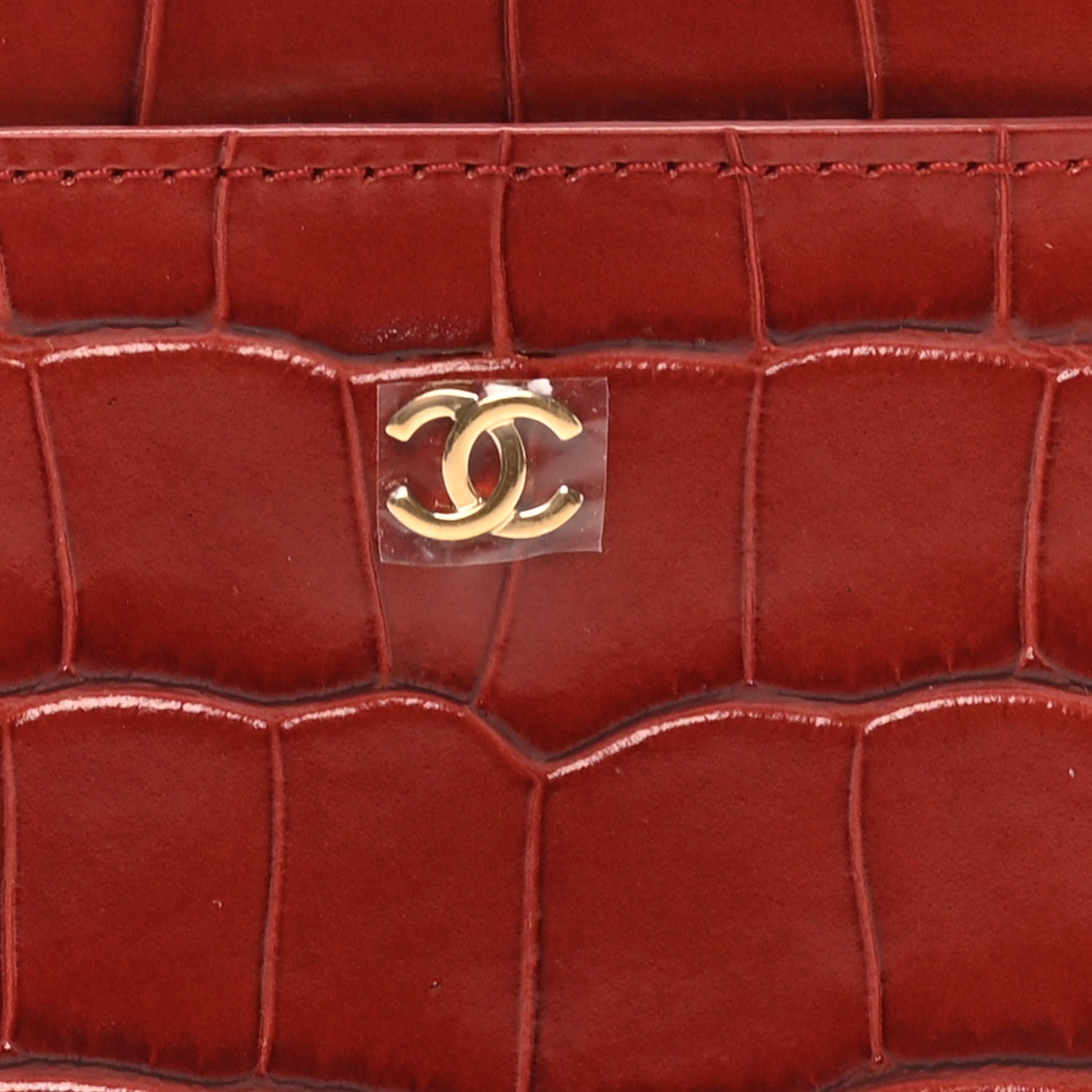 Calfskin Crocodile Embossed Crococo  Holder Burgundy